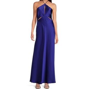 Elegant Blue Halter Maxi Dress